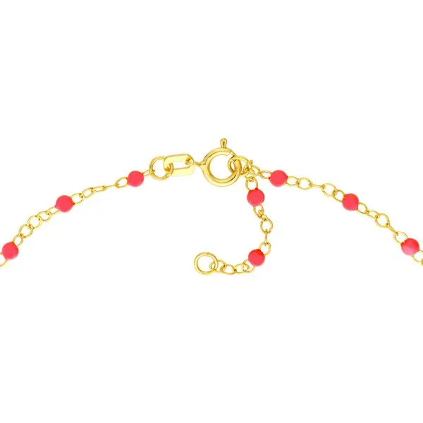Yellow Gold & Neon Pink Enamel Bead Chain, 18