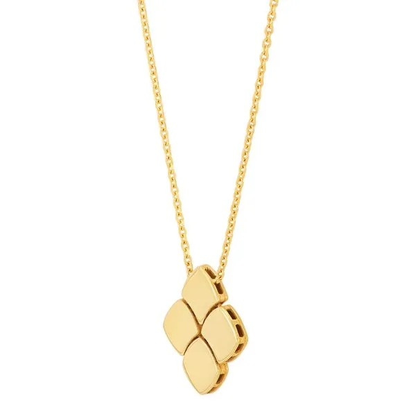 Yellow Gold Satin Solid Square Shape Necklace Image 2 SVS Fine Jewelry Oceanside, NY