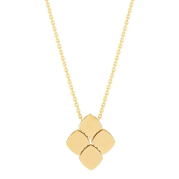 Yellow Gold Satin Solid Square Shape Necklace SVS Fine Jewelry Oceanside, NY