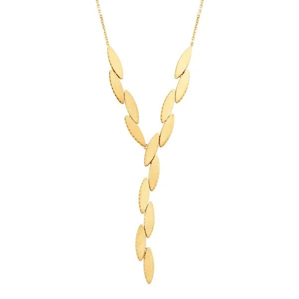 Yellow Gold Marquise Shape Lariat Necklace SVS Fine Jewelry Oceanside, NY