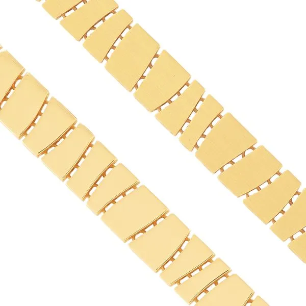 Yellow Gold Solid Geometric Link Necklace Image 2 SVS Fine Jewelry Oceanside, NY