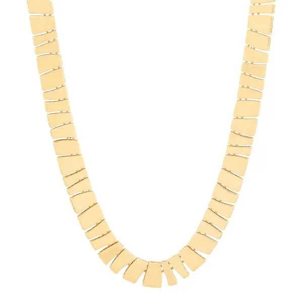 Yellow Gold Solid Geometric Link Necklace SVS Fine Jewelry Oceanside, NY