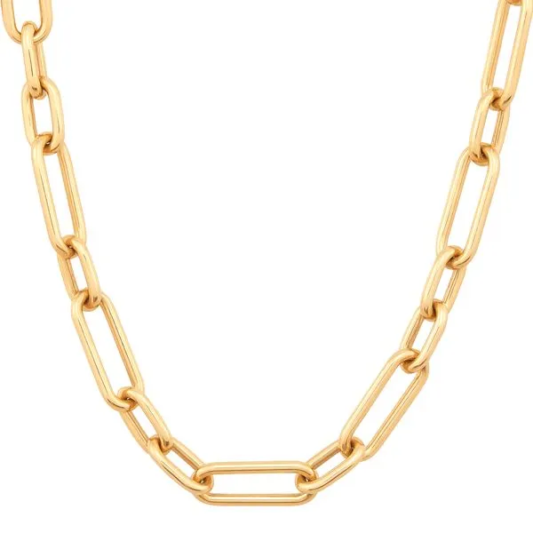 Yellow Gold Polished Oval Paperclip Necklace SVS Fine Jewelry Oceanside, NY