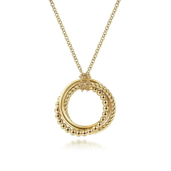 Gabriel & Co. Bujukan Yellow Gold Circle Necklace SVS Fine Jewelry Oceanside, NY