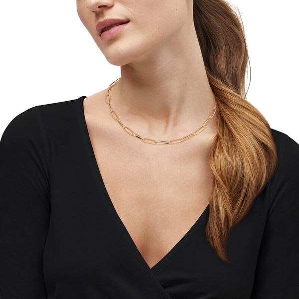 Yellow Gold Polished Oval Paperclip Necklace Image 2 SVS Fine Jewelry Oceanside, NY