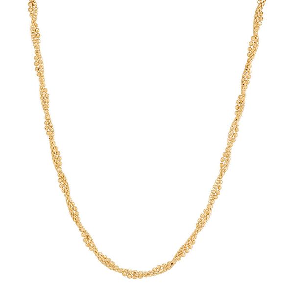 Yellow Gold Polished Twist Beaded & Popcorn Necklace SVS Fine Jewelry Oceanside, NY
