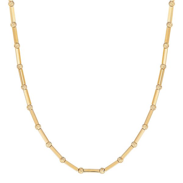 Yellow Gold Polished Hollow Tube & Bead Necklace SVS Fine Jewelry Oceanside, NY