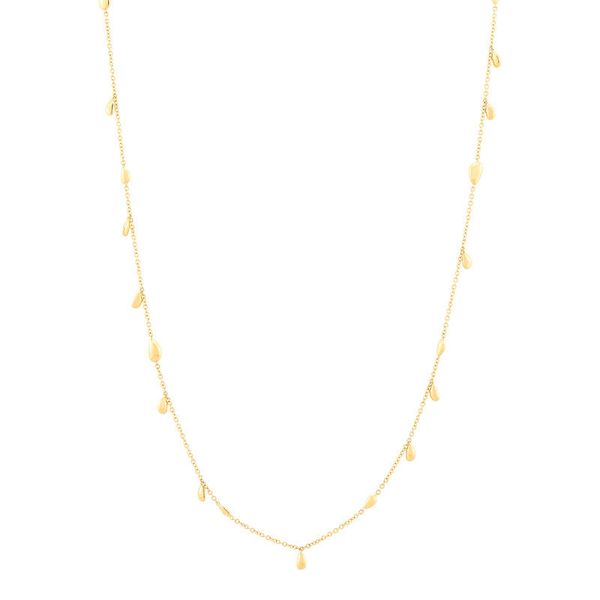 Yellow Gold Polished Multi Teardrop Stations Necklace SVS Fine Jewelry Oceanside, NY