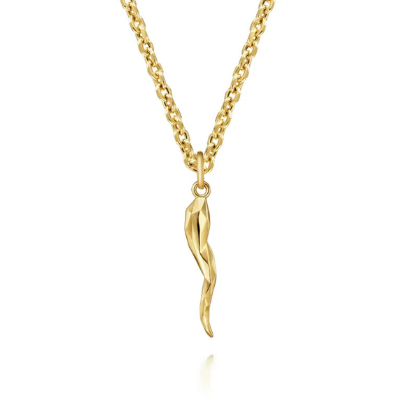 Gabriel Facets Yellow Gold Italian Horn Pendant Image 2 SVS Fine Jewelry Oceanside, NY