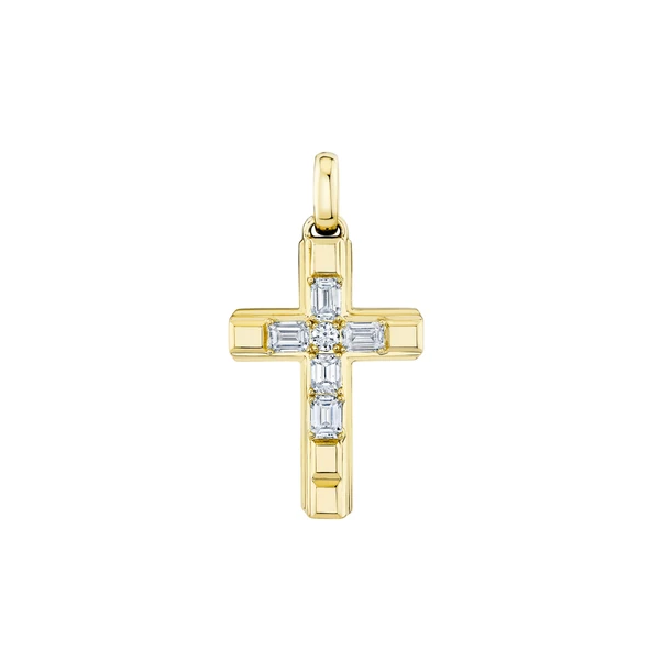 Shy Creation Men's Yellow Gold Diamond Cross Pendant SVS Fine Jewelry Oceanside, NY