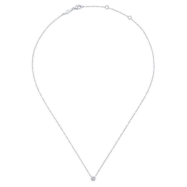 Gabriel & Co. Floral Collection White Gold & Diamond Necklace Image 2 SVS Fine Jewelry Oceanside, NY