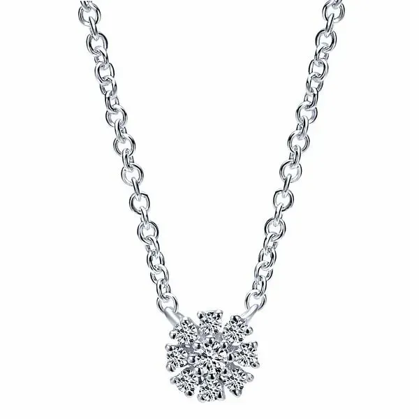 Gabriel & Co. Floral Collection White Gold & Diamond Necklace SVS Fine Jewelry Oceanside, NY