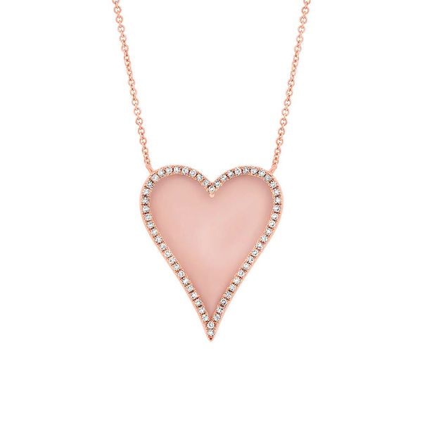 14K Rose Gold, Pink Opal and Diamond Necklace SVS Fine Jewelry Oceanside, NY