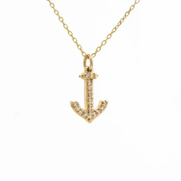 Yellow Gold Diamond Anchor Necklace SVS Fine Jewelry Oceanside, NY