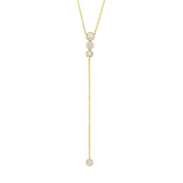 14K Yellow Gold and Diamond Lariat Necklace 0.29Cttw SVS Fine Jewelry Oceanside, NY