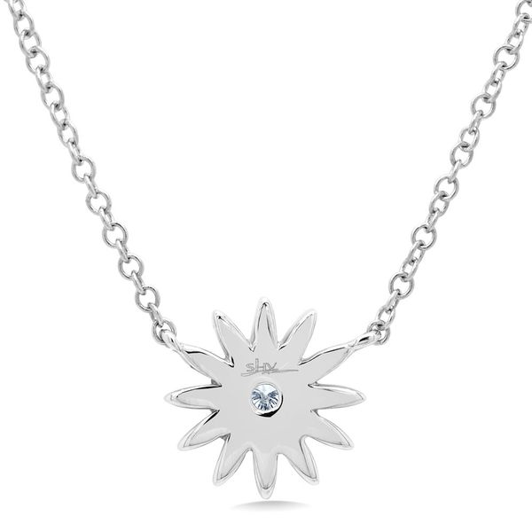 White Gold and Diamond Daisy Necklace Image 3 SVS Fine Jewelry Oceanside, NY