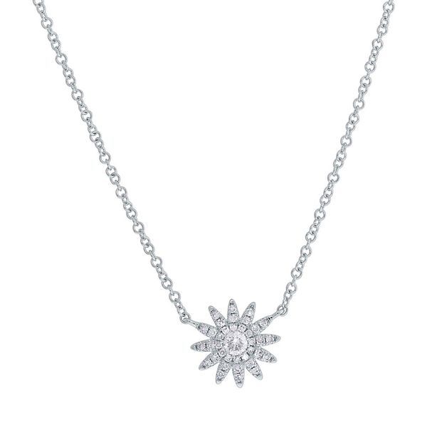 White Gold and Diamond Daisy Necklace SVS Fine Jewelry Oceanside, NY