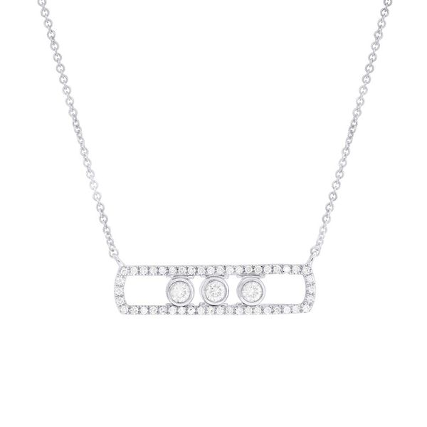 White Gold and Diamond Slider Pendant Bar Necklace SVS Fine Jewelry Oceanside, NY