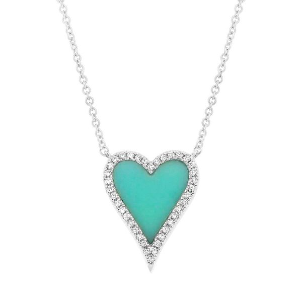 14K White Gold and Diamond Pave Heart Necklace SVS Fine Jewelry Oceanside, NY