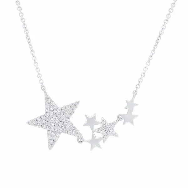 14K White Gold and Diamond Pave Star Necklace SVS Fine Jewelry Oceanside, NY