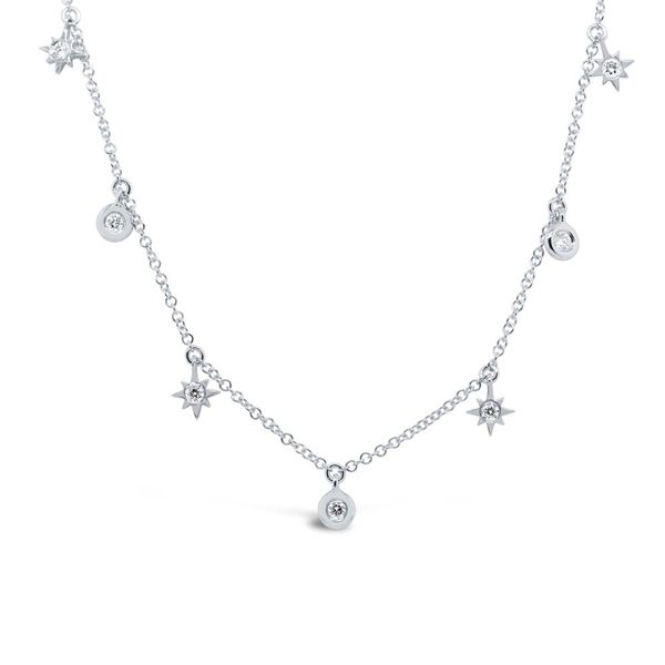 14K White Gold and Diamond by the yard Star Necklace SVS Fine Jewelry Oceanside, NY