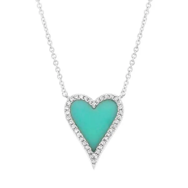 White Gold, Diamond, & Turquoise Necklace SVS Fine Jewelry Oceanside, NY