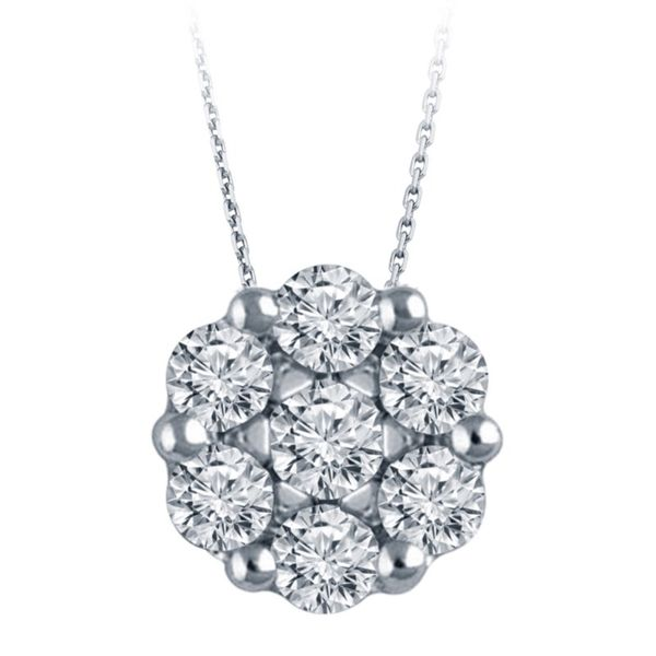 White Gold Diamond Cluster Necklace SVS Fine Jewelry Oceanside, NY