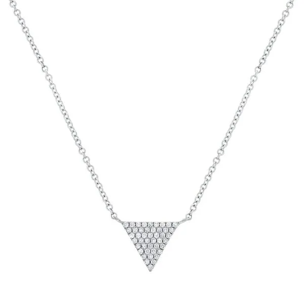 White Gold and Diamond Pave Triangle Necklace SVS Fine Jewelry Oceanside, NY