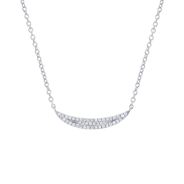 Shy Creation White Gold and Diamond Crescent Necklace SVS Fine Jewelry Oceanside, NY