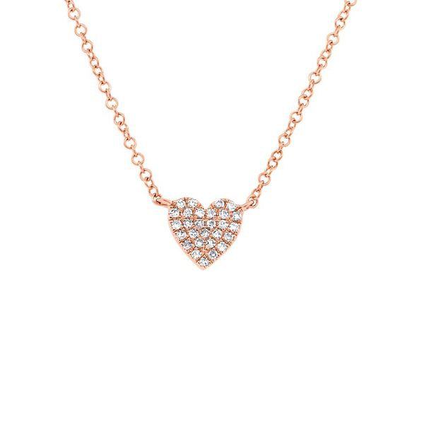 14K Rose Gold and Diamond Pave Heart Necklace SVS Fine Jewelry Oceanside, NY