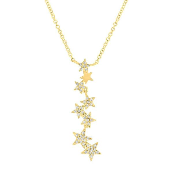 Shy Creation Yellow Gold and Diamond Pave Star Necklace SVS Fine Jewelry Oceanside, NY