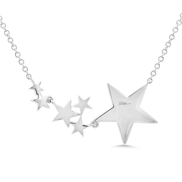 Shy Creation 14K White Gold Diamond Star Necklace Image 3 SVS Fine Jewelry Oceanside, NY