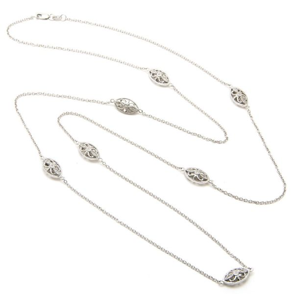 Sterling Silver Diamond By the Yard Oval Shape Necklace SVS Fine Jewelry Oceanside, NY
