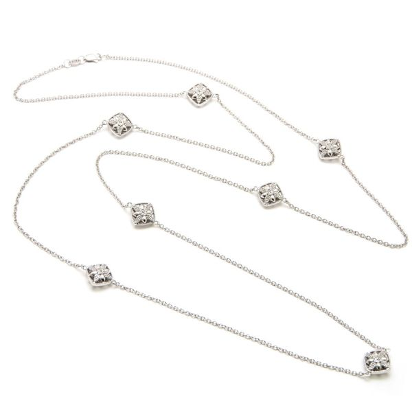 Sterling Silver Diamond By the Yard Square Shape Necklace SVS Fine Jewelry Oceanside, NY