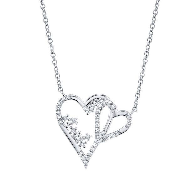 Shy Creation 14K White Gold Diamond Heart Necklace SVS Fine Jewelry Oceanside, NY