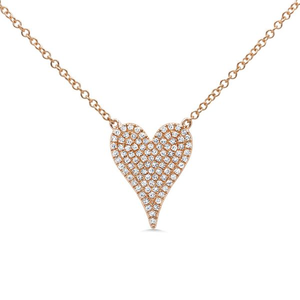 Shy Creation 14K Rose Gold and Diamond Heart Necklace SVS Fine Jewelry Oceanside, NY