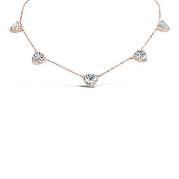 Shy Creation Rose Gold, Diamond, & White Topaz Necklace SVS Fine Jewelry Oceanside, NY