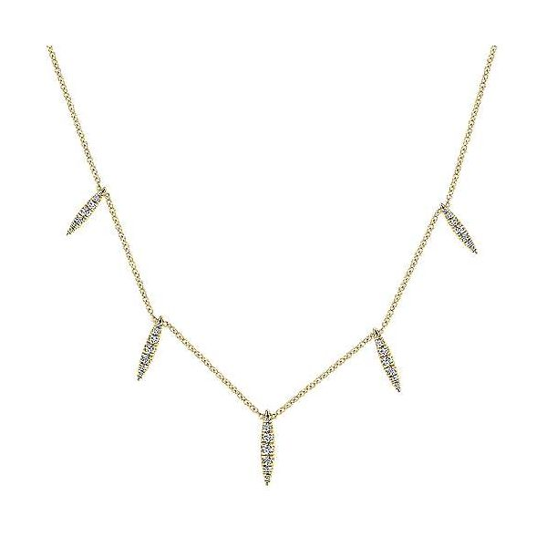 Gabriel & Co. Kaslique Yellow Gold Diamond Necklace SVS Fine Jewelry Oceanside, NY