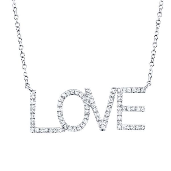 Shy Creation White Gold And Diamond Love Necklace SVS Fine Jewelry Oceanside, NY