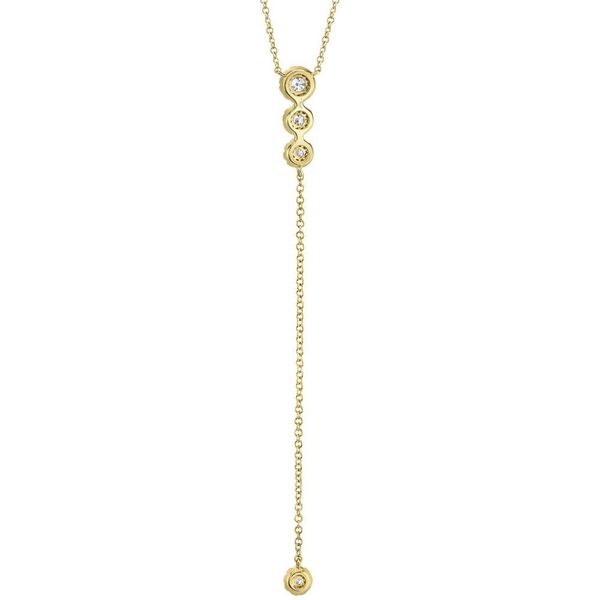 Shy Creation Yellow Gold and Diamond Lariat Necklace Image 3 SVS Fine Jewelry Oceanside, NY