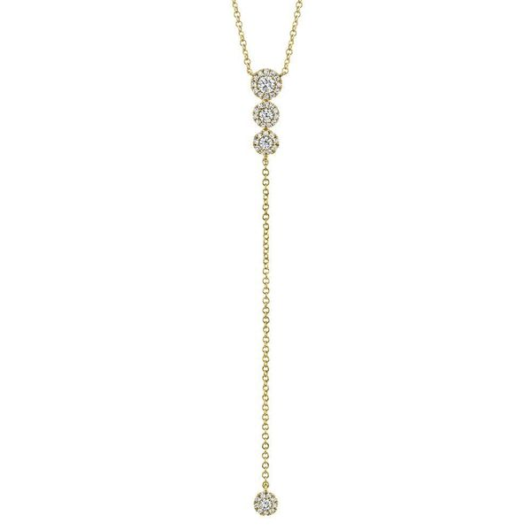 Shy Creation Yellow Gold and Diamond Lariat Necklace SVS Fine Jewelry Oceanside, NY
