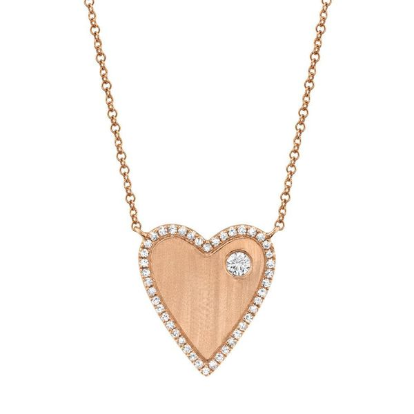 Shy Creation Rose Gold Diamond Heart Necklace SVS Fine Jewelry Oceanside, NY