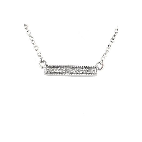 14K White Gold Diamond Bar Necklace, .02cttw, 18