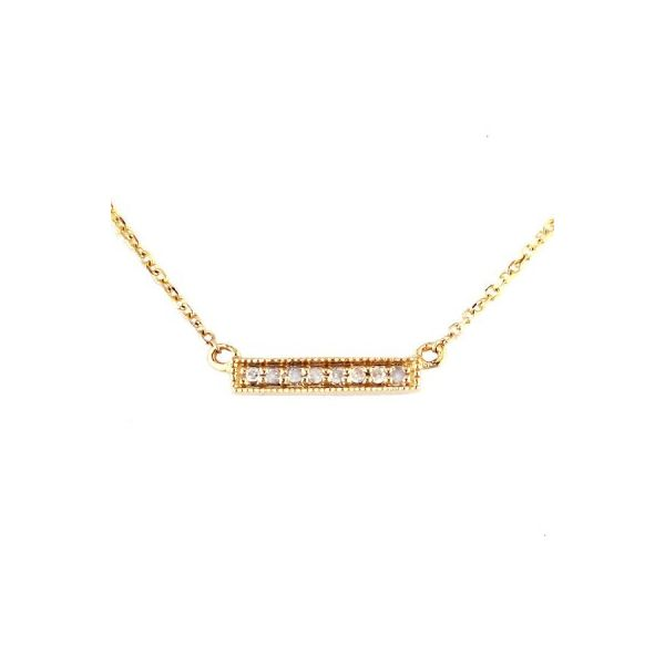 14K Yellow Gold Diamond Bar Necklace, .02cttw, 18