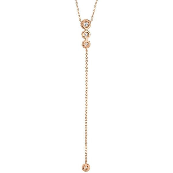 Shy Creation 14K Rose Gold And Diamond Lariat Necklace Image 3 SVS Fine Jewelry Oceanside, NY