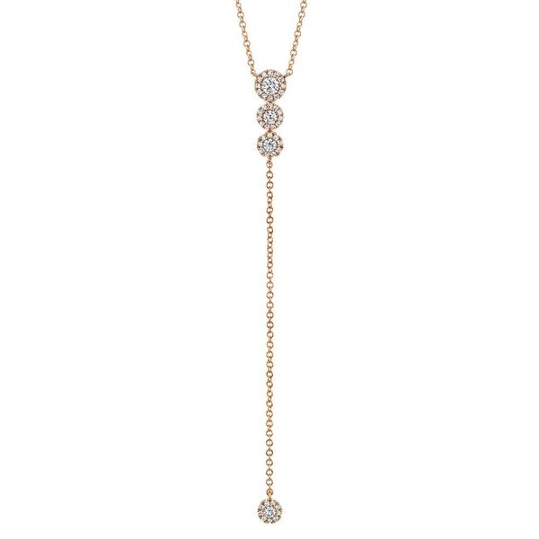 Shy Creation 14K Rose Gold And Diamond Lariat Necklace SVS Fine Jewelry Oceanside, NY