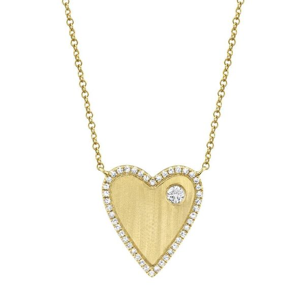 Shy Creation Yellow Gold Diamond Heart Necklace SVS Fine Jewelry Oceanside, NY