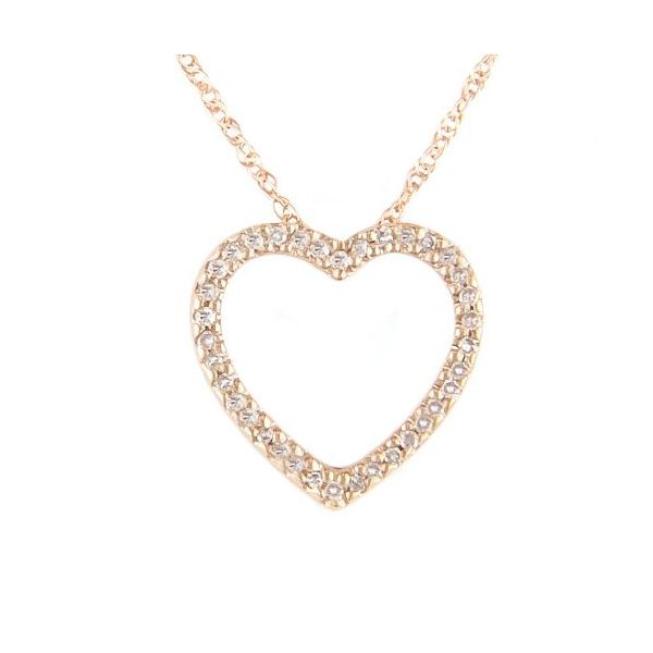 14K RosÃƒÂ© Gold Diamond Heart Necklace, 0.12cttw, 16