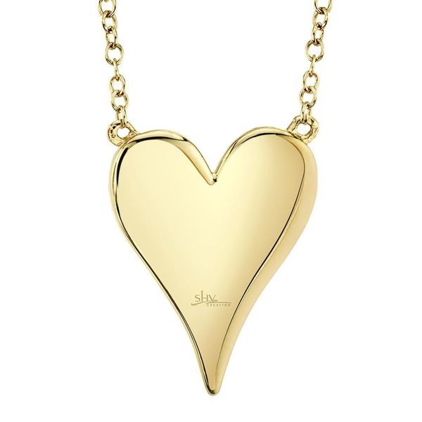 Shy Creation 14K Yellow Gold & Diamond Heart Necklace Image 3 SVS Fine Jewelry Oceanside, NY