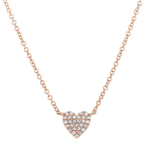 Shy Creation 14K Rose Gold Diamond Heart Necklace, .09ctw SVS Fine Jewelry Oceanside, NY